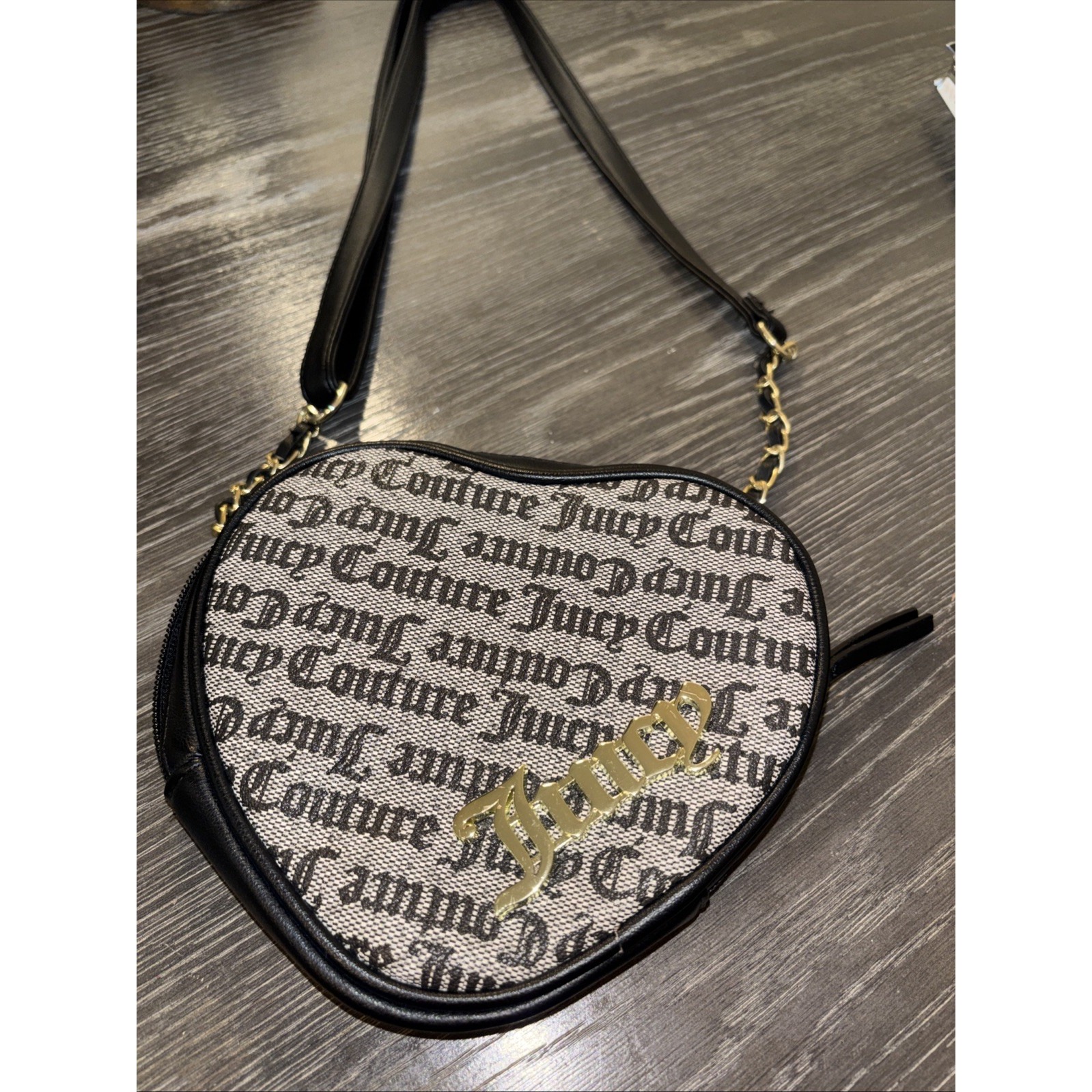 Vintage Y2k Juicy Couture Heart Shaped Crossbody Bag Black &White